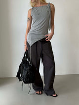 Frill waist wide pants(2color)