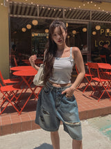 Point buckle ribbed sleeveless