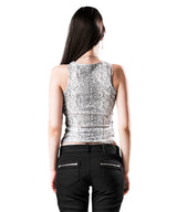 PYTHON SHIRRING SLEEVELESS TOP WHITE