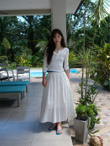 3/4 Rib Henley Neck Button T (White)