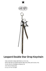 Leopard Double Star Drop Keychain