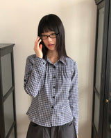 ブラッシュチェクカラースリムフィットロングスリーブシャツ