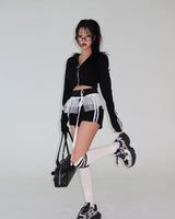 Track zip-up shorts two-piece set