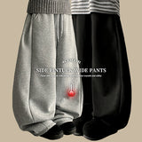 Terry Fleece side pin tuck incision string wide pants