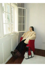 wool kitsch button round fur jacket