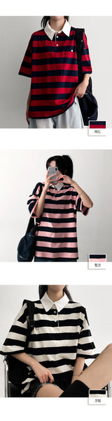 Eternal Badge Button Collar Short Sleeve Tee