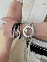 O ring leather bangle(2color)