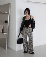 leopard leopard wide long pants