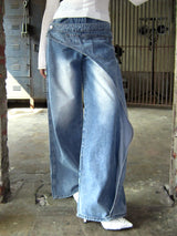 Wrap washing wide denim-PT