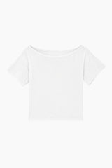 Tencel boatneck crop t-shirt