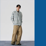 FMACM Collared Drawstring Plaid Shirt