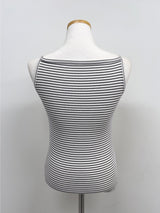 Tencel Striped Boat Neck Sleeveless