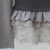 Ruffle Lace Trimming Contrast T-shirt 233103501