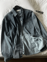 Washed denim shirt jacket