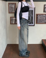 Bottom wave denim pants