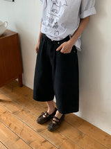 [unisex] ハチ ボーイフィット バミューダ デニムパンツ