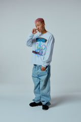 Street league artwork damage washing over-crop fit long sleeve (Melange)