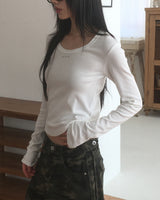 CooitスタッドUネック長袖Tシャツ