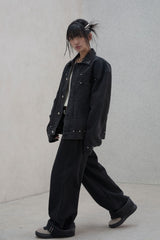 スタッズ付きセルビッジウォッシュデニム - Pants