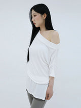 DRAPE BAND OFF SHOULDER TOP(IVORY)