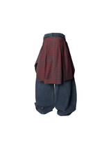RELABEL Spatial Relationship (R) Multi-coloured Checkered Stripes Detachable Diaper Cover Curved Knife Oversized Washed Distressed Denim Trousers