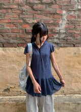 Vail Cap Sleeves Frill Shirring Layered Snap Hood One Piece