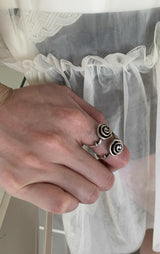 Antique silver rose ring