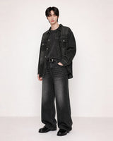 (UNISEX) Scratch Denim Shirts Jacket