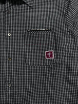 FINE PLAID RANDOM STITCH SILVER THREAD LOGO SQUARE LABEL HEM COLOR-TOOTH ZIPPER SIDE HAND-SEWN BUTTON SHIRT