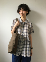 Weds check short-sleeve blouse (2color)