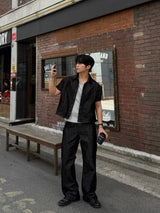 Glossy cropped muscle jacket