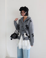 Nyangdeng's nose-dishon tteokbokki knit cardigan