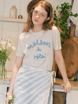 MAISON DE ROLA エンブロイダリーTシャツ メランジグレー