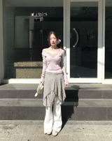 thin & flower square sleeveless top