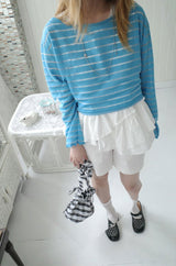 see-through crop stripe tee