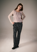 Tiered Ruffle Long Sleeve Top / Beige