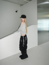 eyelet punching shirring long tee(4 color)