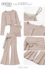 レナ ストラップ トレーニング スリーピースセットアップ (set-up + cardigan + sleeveless pants)