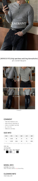 [MUSCLE FIT] Golgi span henry neck long sleeves(4color)