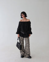 leopard leopard wide long pants