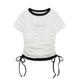 ミエル ラインストーン ルーシュド Tシャツ
