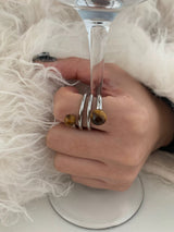 Tiger eyes spring silver ring