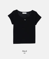 ベーシックUネックウォームペンダントTシャツ (5color)