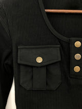 Two-Pocket Slim Button Tee