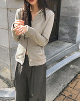 [MADE] Cooming Lace Panel Pocket Two-Way Long-Sleeve Hoodie Zip-Up