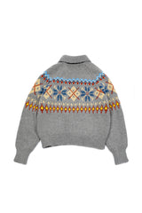 Grid Jacquard Cardigan [Gray]