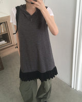[MADE] Tow Stripe sleeveless Hoodie Dress