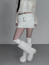 cream belt knit skirt(2 color)