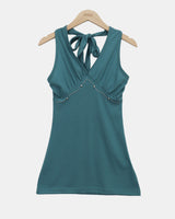 Hookin Studded Halter Neck Sleeveless Top