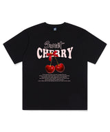 Sweet Cherry Printing Short Sleeve T-Shirt Black